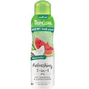 Voordeelpakket: 2x355ml TropiClean Verfrissende 2-in-1 Shampoo Conditioner Watermeloen Hond Voordeelpakket: 2x355ml TropiClean Verfrissende 2-in-1 Shampoo Conditioner Watermeloen Hond