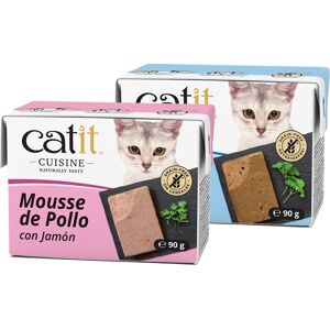 12x90g Catit Cuisine Mousse Tonijn met Zalm & kip met ham nat kattenvoer 12x90g Catit Cuisine Mousse Tonijn met Zalm & kip met ham nat kattenvoer