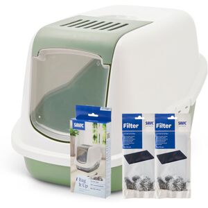 Savic Kattenbak Nestor - Startset: Toilet botanisch groen/wit + 1 filter + 12 zakken Savic Kattenbak Nestor - Startset: Toilet botanisch groen/wit + 1 filter + 12 zakken