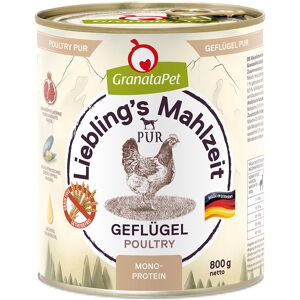6x 800g GranataPet Liebling's Mahlzeit PUR Gevogelte natvoer voor honden 6x 800g GranataPet Liebling's Mahlzeit PUR Gevogelte natvoer voor honden