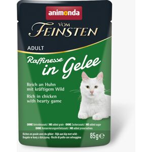 Voordeelpakket: 24x85g Animonda Vom Feinsten Adult Raffinesse in gelei rijk aan kip met wild natvoer voor katten Voordeelpakket: 24x85g Animonda Vom Feinsten Adult Raffinesse in gelei rijk aan kip met wild natvoer voor katten