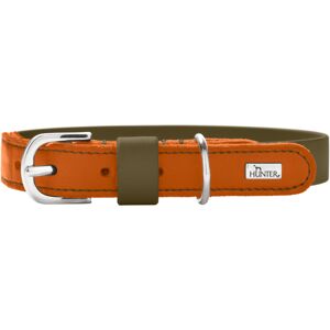 HUNTER Halsband Wolmar BioThane® x leer kaki/oranje maat S-M: 50 cm lang, 24 mm brede hond HUNTER Halsband Wolmar BioThane® x leer kaki/oranje maat S-M: 50 cm lang, 24 mm brede hond