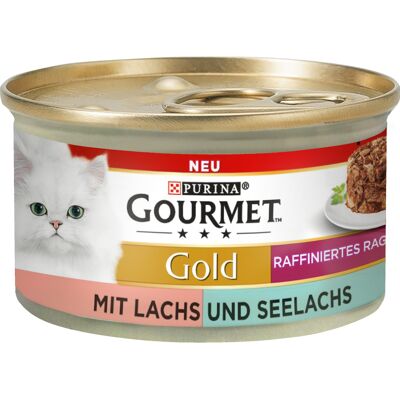 24x85g Gold Hartig Torentje Zalm en Koolvis Duo Gourmet Kattenvoer 24x85g Gold Hartig Torentje Zalm en Koolvis Duo Gourmet Kattenvoer
