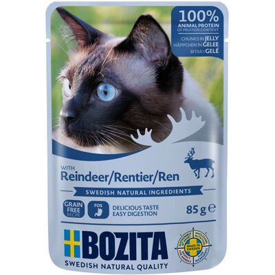 12x85g Stukjes in Gelei Pouch Rendier Bozita Kattenvoer 12x85g Stukjes in Gelei Pouch Rendier Bozita Kattenvoer