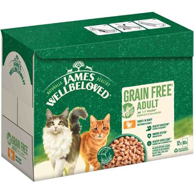 12x85g Adult Kalkoen James Wellbeloved Kattenvoer nat 12x85g Adult Kalkoen James Wellbeloved Kattenvoer nat