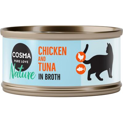 24x70g Kippenborst & Tonijn Cosma Nature Kattenvoer 24x70g Kippenborst & Tonijn Cosma Nature Kattenvoer
