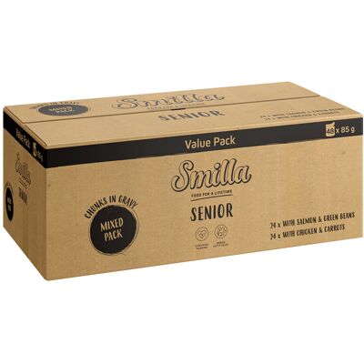 Smilla verse zakjes Senior Hapjes in saus met groenten - JUMBOPACK Mixpaket (48 x 85 g) Smilla verse zakjes Senior Hapjes in saus met groenten - JUMBOPACK Mixpaket (48 x 85 g)