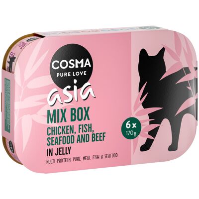 Voordeelpakket Cosma Asia in Jelly 24 x 170 g Kattenvoer - Asia Mix Box 2 (Kip, Vis, Zeevruchten en Rund) Voordeelpakket Cosma Asia in Jelly 24 x 170 g Kattenvoer - Asia Mix Box 2 (Kip, Vis, Zeevruchten en Rund)
