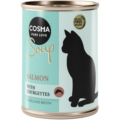 12x100g Soup Zalm met Courgette Cosma Kattenvoer 12x100g Soup Zalm met Courgette Cosma Kattenvoer