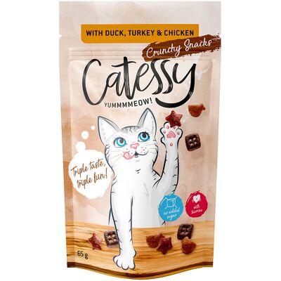 Voordeelpakket Catessy Knapperige Snacks 15 x 65 g - met Eend, Kalkoen & Kip Voordeelpakket Catessy Knapperige Snacks 15 x 65 g - met Eend, Kalkoen & Kip