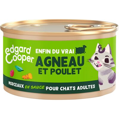12x85g Edgard & Cooper Adult Brokken in graanvrije sauce lam, kip - Kattenvoer 12x85g Edgard & Cooper Adult Brokken in graanvrije sauce lam, kip - Kattenvoer
