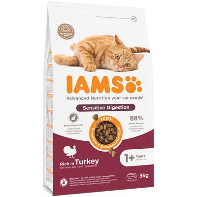 3kg Sensitive Digestion Adult & Senior Kalkoen IAMS for Vitality Kattenvoer 3kg Sensitive Digestion Adult & Senior Kalkoen IAMS for Vitality Kattenvoer