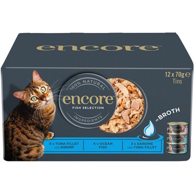 24x70g Encore blikje in bouillon Vis Selection Multipack natvoer voor katten 24x70g Encore blikje in bouillon Vis Selection Multipack natvoer voor katten