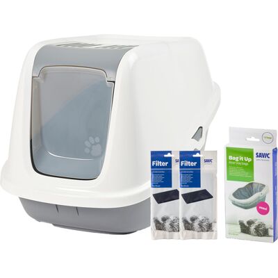 - Lichtgrijs / Wit - Combi Deal: Savic Kattenbak Nestor + 2 stuks vervangingsfilter + Savic Bag it Up Litter Tray Bags - Lichtgrijs / Wit - Combi Deal: Savic Kattenbak Nestor + 2 stuks vervangingsfilter + Savic Bag it Up Litter Tray Bags