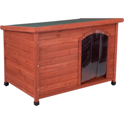 zooplus Exclusive - L: B 116 x D 79 x H 82 cm - Woody Platdak-Hondenhok met Kunststof Deur zooplus Exclusive - L: B 116 x D 79 x H 82 cm - Woody Platdak-Hondenhok met Kunststof Deur