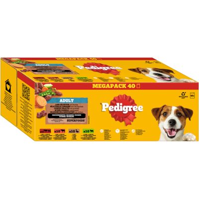 40x100g Pedigree vershoudzakjes land selectie met Groenten in saus (4 soorten) nat hondenvoer 40x100g Pedigree vershoudzakjes land selectie met Groenten in saus (4 soorten) nat hondenvoer