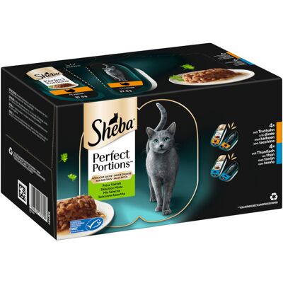 Megapack Sheba Perfect Portions 64 x 37,5 g - Kalkoen & Tonijn in saus Megapack Sheba Perfect Portions 64 x 37,5 g - Kalkoen & Tonijn in saus