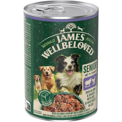 6x400g James Wellbeloved Senior Dog Hypoallergeen Lam en Kip in paté natvoer voor honden 6x400g James Wellbeloved Senior Dog Hypoallergeen Lam en Kip in paté natvoer voor honden
