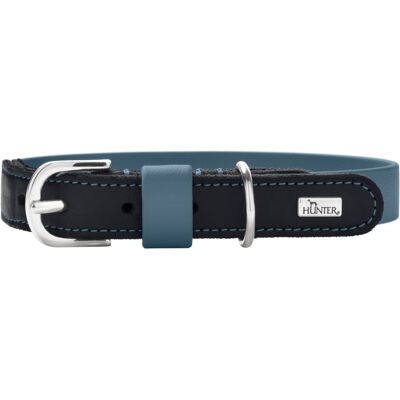 HUNTER halsband Wolmar BioThane® x leer, rokerig blauw/zwart maat S: 45 cm lang, 19 mm brede hond HUNTER halsband Wolmar BioThane® x leer, rokerig blauw/zwart maat S: 45 cm lang, 19 mm brede hond