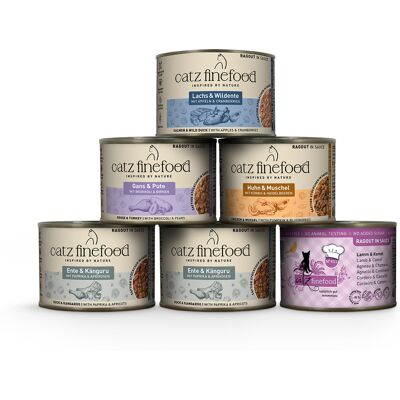 Voordeelpakket catz finefood Ragout 24 x 190 g - Mix (5 Soorten) Voordeelpakket catz finefood Ragout 24 x 190 g - Mix (5 Soorten)