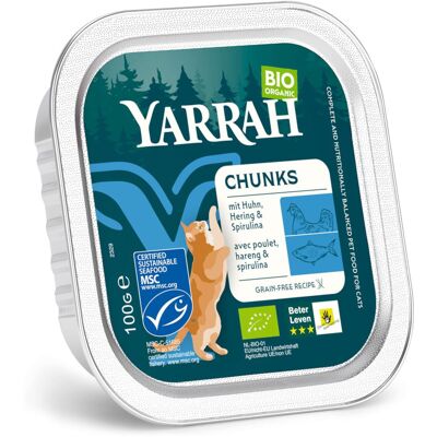 Yarrah Bio Chunks 16 x 100 g - Bio-Kip met Haring & Bio-Spriulina Yarrah Bio Chunks 16 x 100 g - Bio-Kip met Haring & Bio-Spriulina