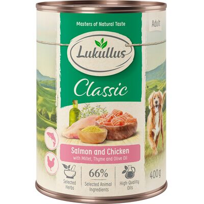 24x400g Adult Zalm & Kip Lukullus Hondenvoer 24x400g Adult Zalm & Kip Lukullus Hondenvoer