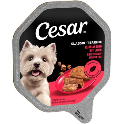 14x150g Klassieker Rund en Lever Cesar Hondenvoer Multipack 14x150g Klassieker Rund en Lever Cesar Hondenvoer Multipack