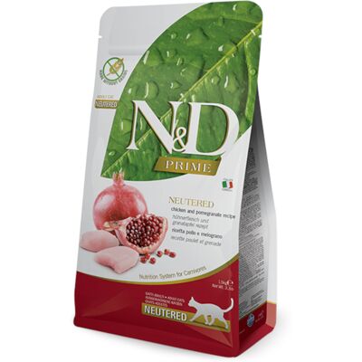 PRiME 1,5kg Neutered met Kip & Granaatappel Farmina N&D Kattenvoer Graanvrij PRiME 1,5kg Neutered met Kip & Granaatappel Farmina N&D Kattenvoer Graanvrij
