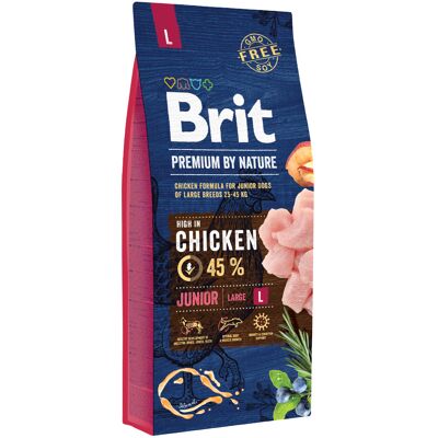 15 kg Brit Premium by Nature Junior L droogvoer voor honden 15 kg Brit Premium by Nature Junior L droogvoer voor honden