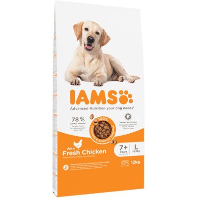 12kg for Vitality Dog Senior & Mature Large Kip IAMS Hondenvoer 12kg for Vitality Dog Senior & Mature Large Kip IAMS Hondenvoer