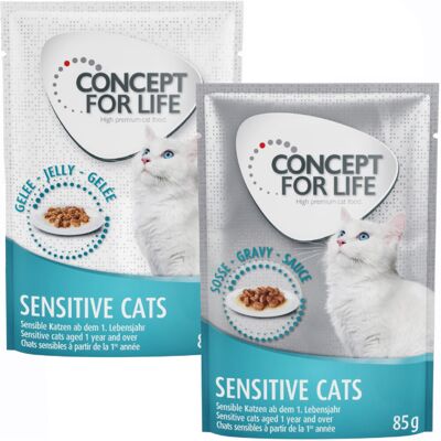 24x85g Gemengd Gelei & Saus Sensitive in Saus en Gelei Concept for Life Kattenvoer 24x85g Gemengd Gelei & Saus Sensitive in Saus en Gelei Concept for Life Kattenvoer