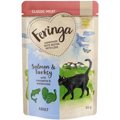24x85g Maaltijdzakjes Zalm & Kalkoen met Courgette Feringa Kattenvoer 24x85g Maaltijdzakjes Zalm & Kalkoen met Courgette Feringa Kattenvoer