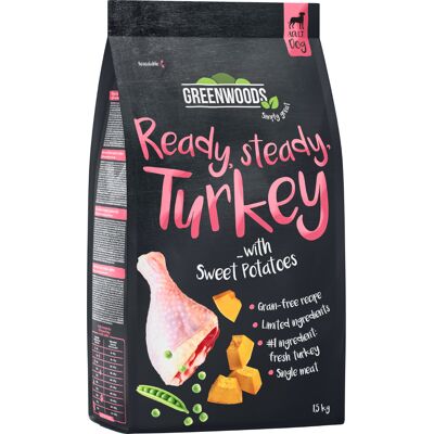 6kg Kalkoen met Zoete Aardappel, Erwten en Pompoen Greenwoods Hondenvoer 6kg Kalkoen met Zoete Aardappel, Erwten en Pompoen Greenwoods Hondenvoer