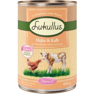 24x400g Junior Kip & Kalf Lukullus Hondenvoer 24x400g Junior Kip & Kalf Lukullus Hondenvoer