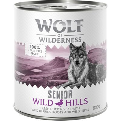 6x800g Senior Wild Hills Eend & Kalf Wolf of Wilderness Hondenvoer 6x800g Senior Wild Hills Eend & Kalf Wolf of Wilderness Hondenvoer