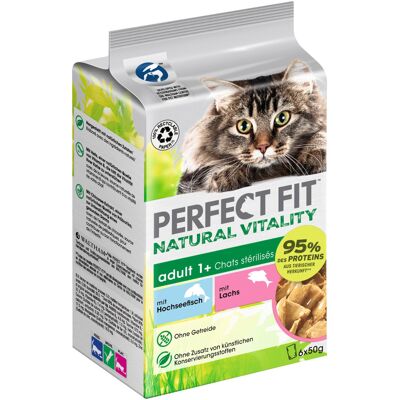 36x50g Natural Vitality Adult 1+ Diepzeevis met Zalm Perfect Fit Kattenvoer 36x50g Natural Vitality Adult 1+ Diepzeevis met Zalm Perfect Fit Kattenvoer