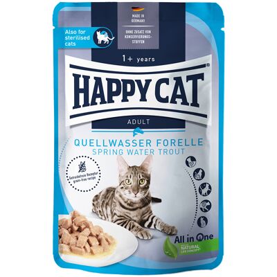 Voordeelpakket Happy Cat Pouch Meat in Sauce 24 x 85 g - Quellwasser-Forelle (Forel) Voordeelpakket Happy Cat Pouch Meat in Sauce 24 x 85 g - Quellwasser-Forelle (Forel)