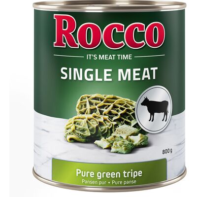 Rocco Single Meat 6 x 800 g Hondenvoer - Pure Groene Pens Rocco Single Meat 6 x 800 g Hondenvoer - Pure Groene Pens