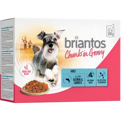 Voordeelpakket Briantos Chunks in Gravy 48 x 100 g - Zalm & Wortel Voordeelpakket Briantos Chunks in Gravy 48 x 100 g - Zalm & Wortel