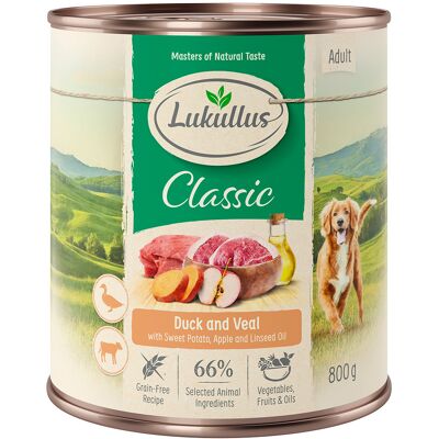 6x800g Eend & Kalf Lukullus Hondenvoer 6x800g Eend & Kalf Lukullus Hondenvoer