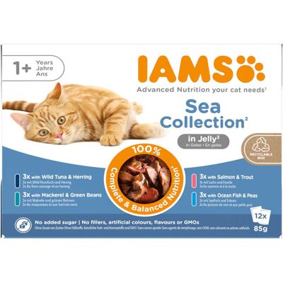 48x85g Sea Mix in Gelei IAMS Delights Kattenvoer 48x85g Sea Mix in Gelei IAMS Delights Kattenvoer