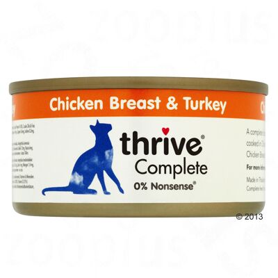 24x75g Complete Kippenborst & Kalkoen Thrive Kattenvoer 24x75g Complete Kippenborst & Kalkoen Thrive Kattenvoer