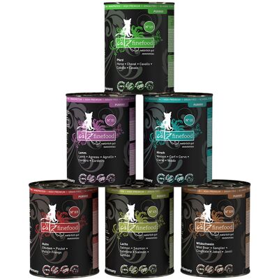 catz finefood Purrrr Blik 6 x 400 g - Mix II (Kip, Lam, Zalm, Hertenvlees, Paard, Wild Zwijn) catz finefood Purrrr Blik 6 x 400 g - Mix II (Kip, Lam, Zalm, Hertenvlees, Paard, Wild Zwijn)
