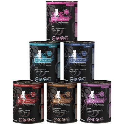 catz finefood Purrrr Blik 6 x 400 g - Mix I (Kip, Wild Zwijn, Kalkoen, Rund, Lam, Schaap) catz finefood Purrrr Blik 6 x 400 g - Mix I (Kip, Wild Zwijn, Kalkoen, Rund, Lam, Schaap)