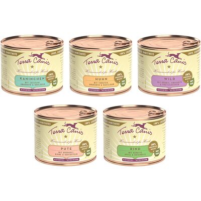 Terra Canis Classic 12 x 200 g Hondenvoer - Mix (rundvlees, kalkoen, wild, kip, konijn) Terra Canis Classic 12 x 200 g Hondenvoer - Mix (rundvlees, kalkoen, wild, kip, konijn)