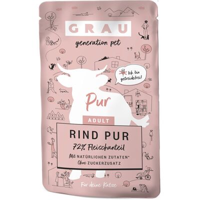 GRAU Adult Graanvrij 16 x 125 g Kattenvoer - Rund Puur GRAU Adult Graanvrij 16 x 125 g Kattenvoer - Rund Puur