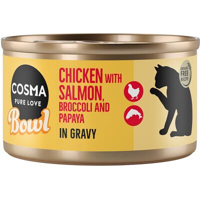 24x80g Kipfilet met Zalm Bowl Cosma Kattenvoer 24x80g Kipfilet met Zalm Bowl Cosma Kattenvoer