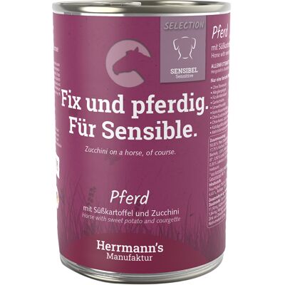 Herrmanns Herrmann's Selection Sensible 12 x 400 g - Paard met bio zoete aardappel & bio courgette Herrmanns Herrmann's Selection Sensible 12 x 400 g - Paard met bio zoete aardappel & bio courgette