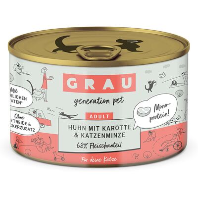 Grau Smulpotje Graanvrij Voordeelpakket 24 x 200 g - Kip met wortel & kattenkruid Grau Smulpotje Graanvrij Voordeelpakket 24 x 200 g - Kip met wortel & kattenkruid
