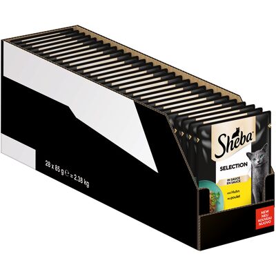 56 x 85 g Megapack Sheba Varianten Maaltijdzakjes Selection in Saus met Kip Kattenvoer Nat 56 x 85 g Megapack Sheba Varianten Maaltijdzakjes Selection in Saus met Kip Kattenvoer Nat